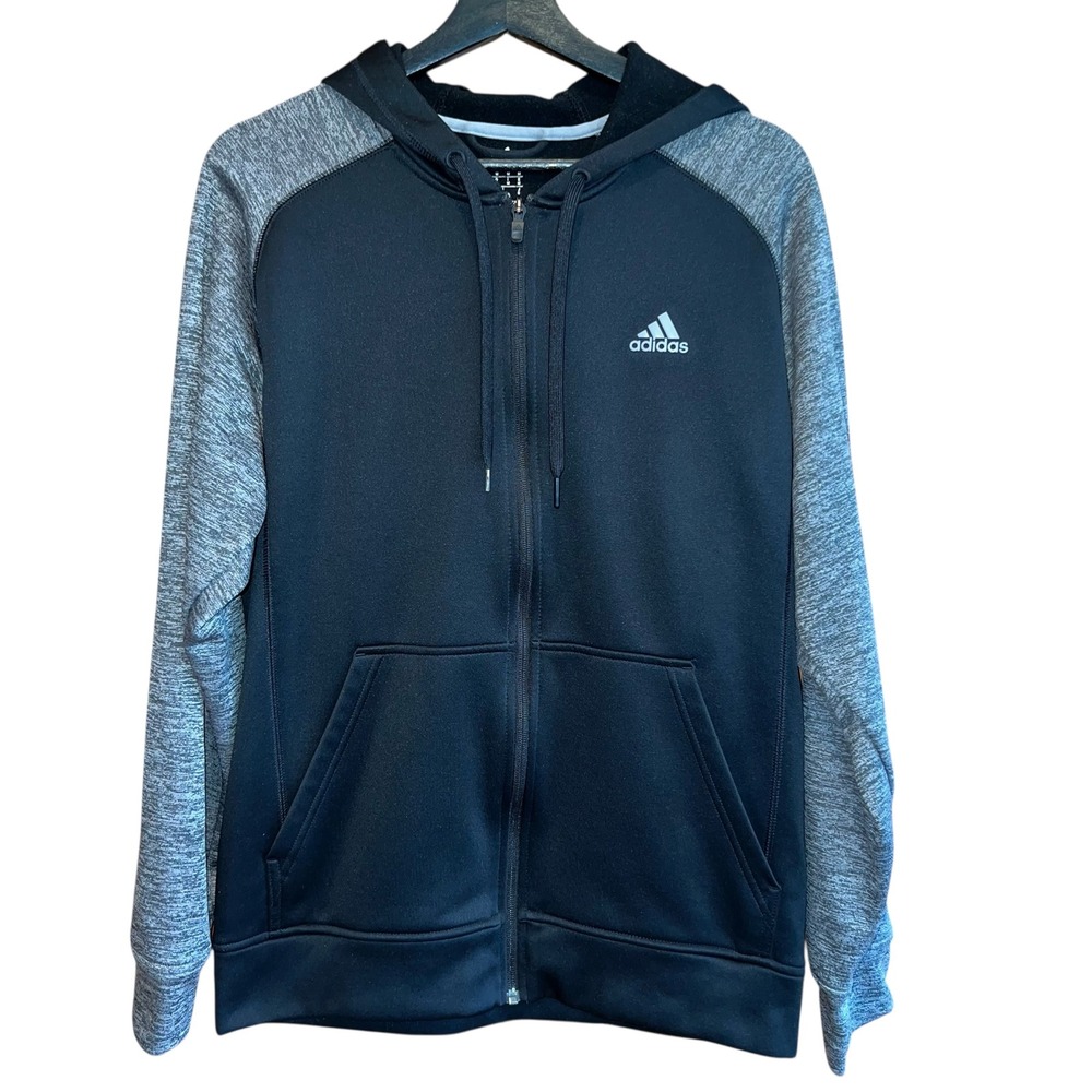 Adidas ClimaWarm Full Zip Hoodie Jacket Mens Medium‎ Black Gray Athletic